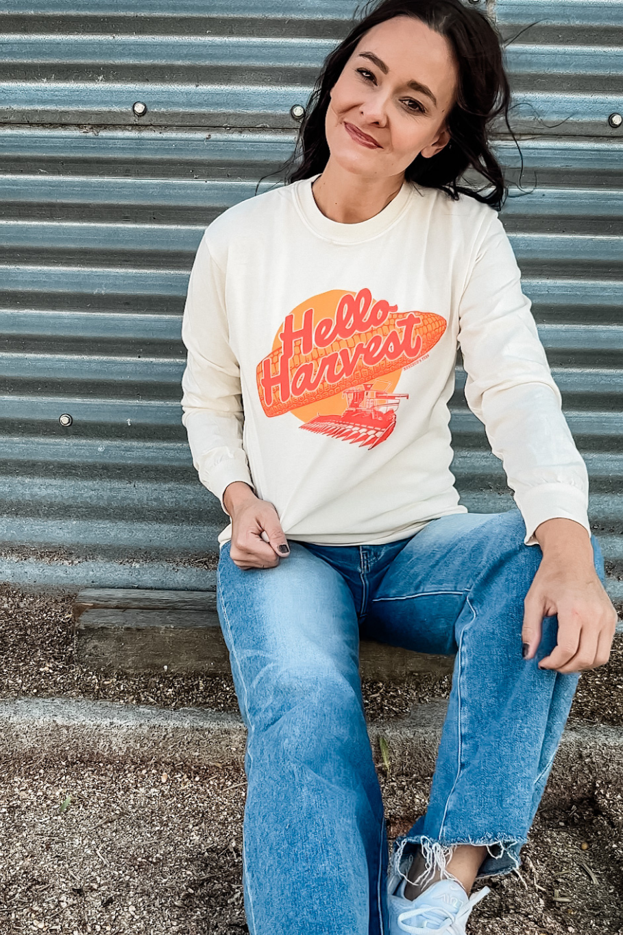 Hello Harvest Long Sleeve Tee in Ivory | Size S - 3XL