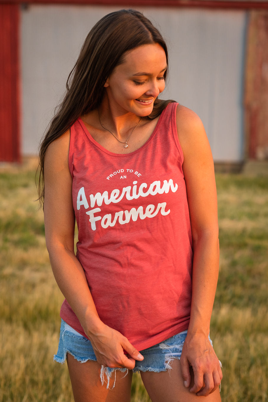 Proud to Be an American Farmer Red Tank Top | Sizes S - 2XL