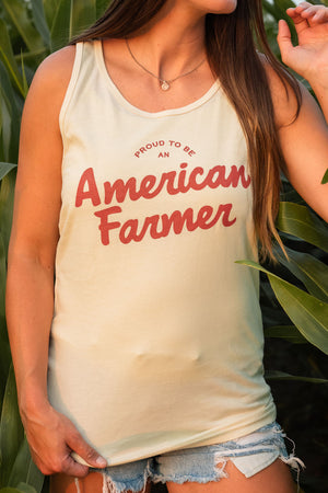 Proud to Be an American Farmer Ivory Tank Top | Sizes S - 2XL