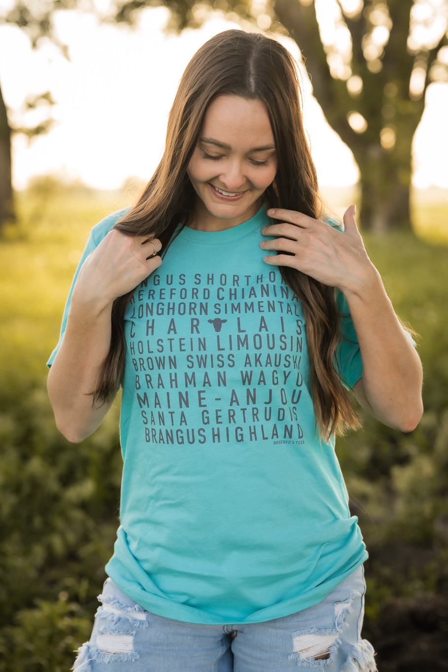 Cattle Breeds Graphic Tee in Teal | Sizes S - 3XL