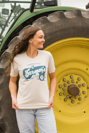 Farmers Tan Graphic Tee in Heather Dust | Sizes S - 3XL