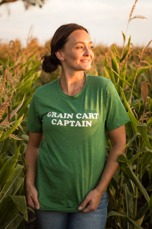 Grain Cart Captain Graphic Tee in Heather Grass Green | Sizes S - 3XL