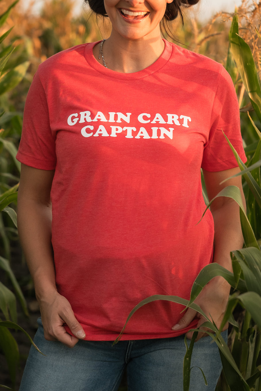 Grain Cart Captain Graphic Tee in Heather Red | Sizes S - 3XL