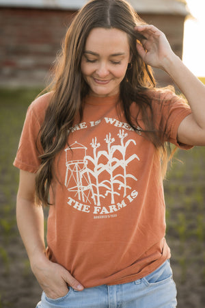 Home Is Where The Farm Is Graphic Tee in Yam | Sizes S - 3XL