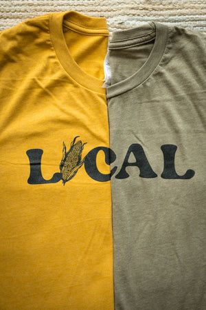 Local Corn Graphic Tee in Heather Mustard | Sizes S - 3XL - Rosebud's Tees