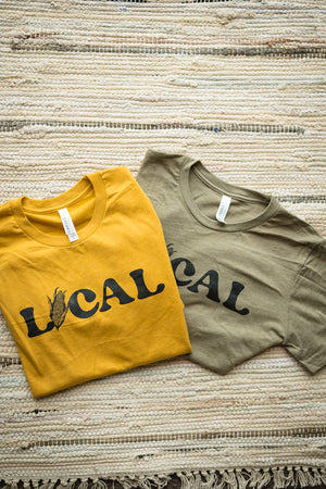 Local Corn Graphic Tee in Heather Olive | Sizes S - 3XL - Rosebud's Tees