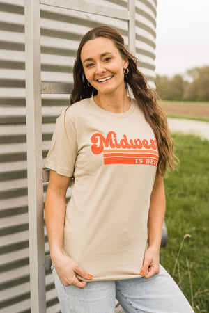 Midwest is Best Graphic Tee in Tan | Sizes S-3XL