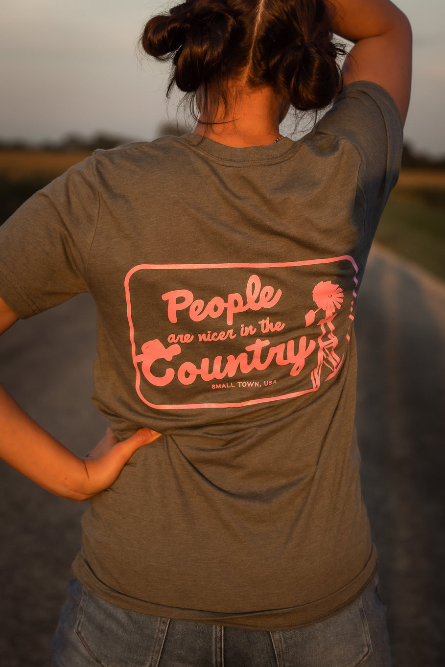 People Are Nicer In The Country Graphic Tee in Military Green | Sizes S - 3XL