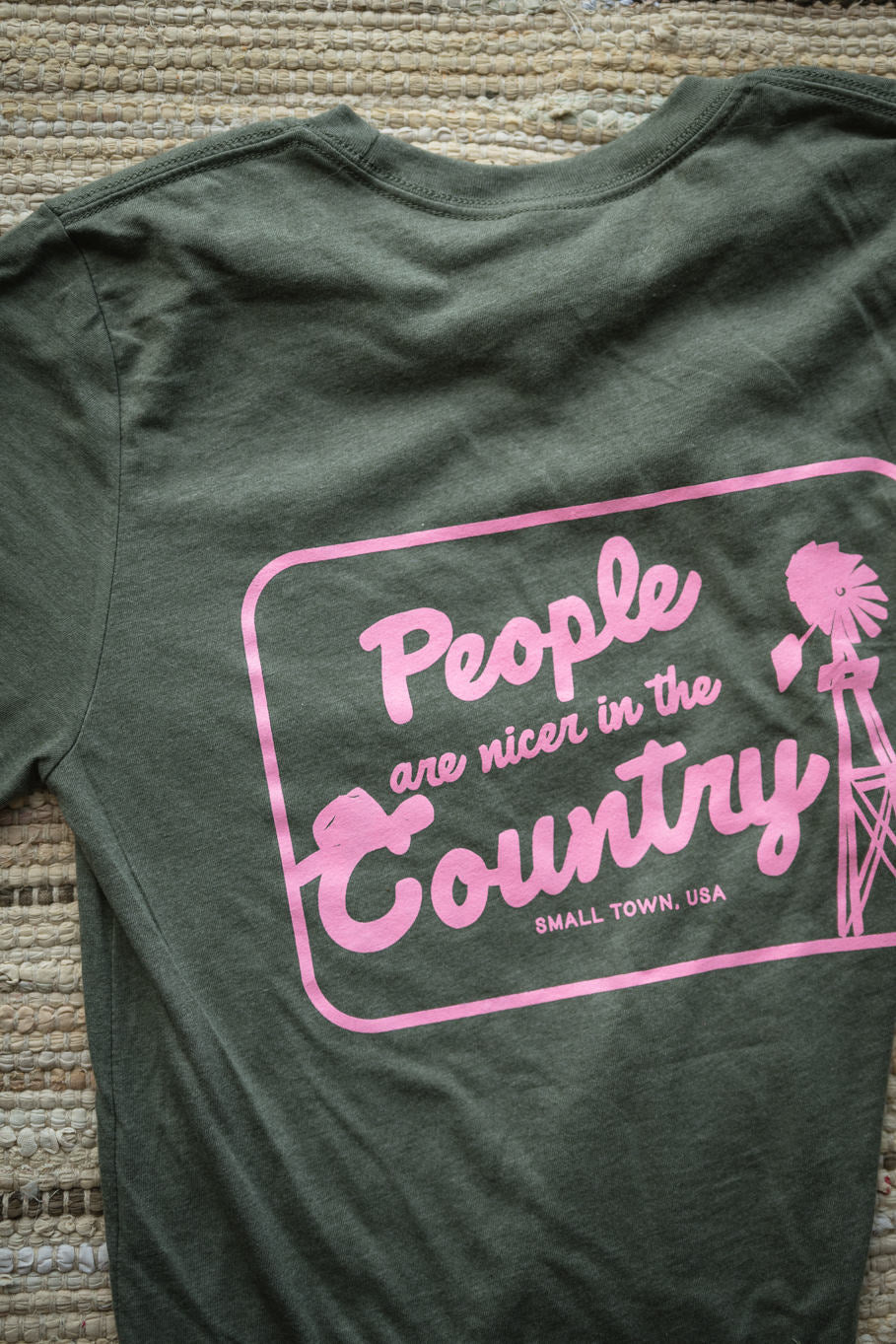 People Are Nicer In The Country Graphic Tee in Military Green | Sizes S - 3XL