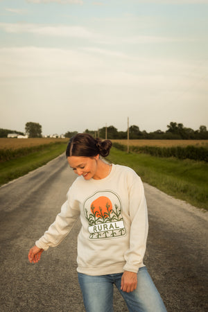 Retro Rural Sweatshirt in Sand | Sizes S - 3XL