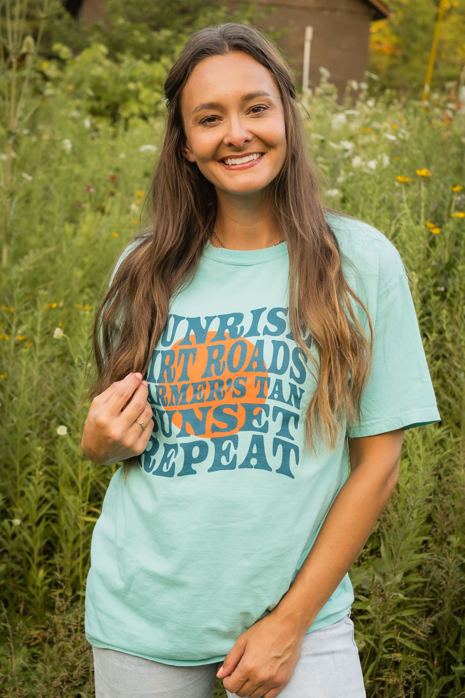 Sunrise, Sunset, Repeat Graphic Tee in Mint | Sizes S - 3XL