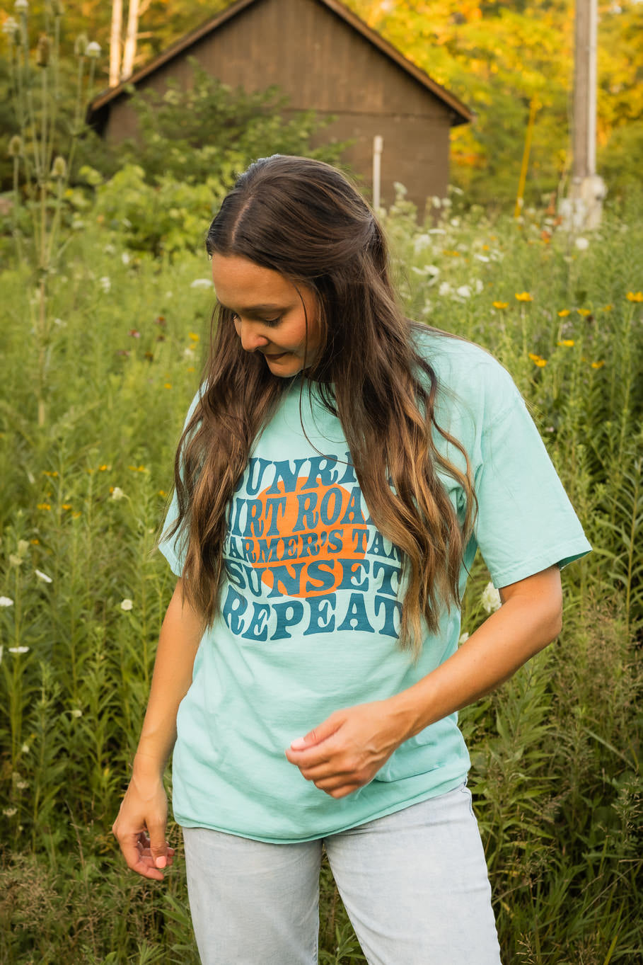 Sunrise, Sunset, Repeat Graphic Tee in Mint | Sizes S - 3XL