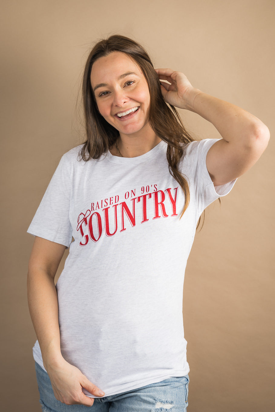 Raised on 90&#39;s Country Graphic Tee in Ash | Sizes S - 3XL