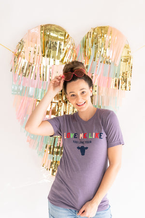 "Love Me Like You Love Your Cows" Graphic Tee in Heather Purple - Rosebud's Tees