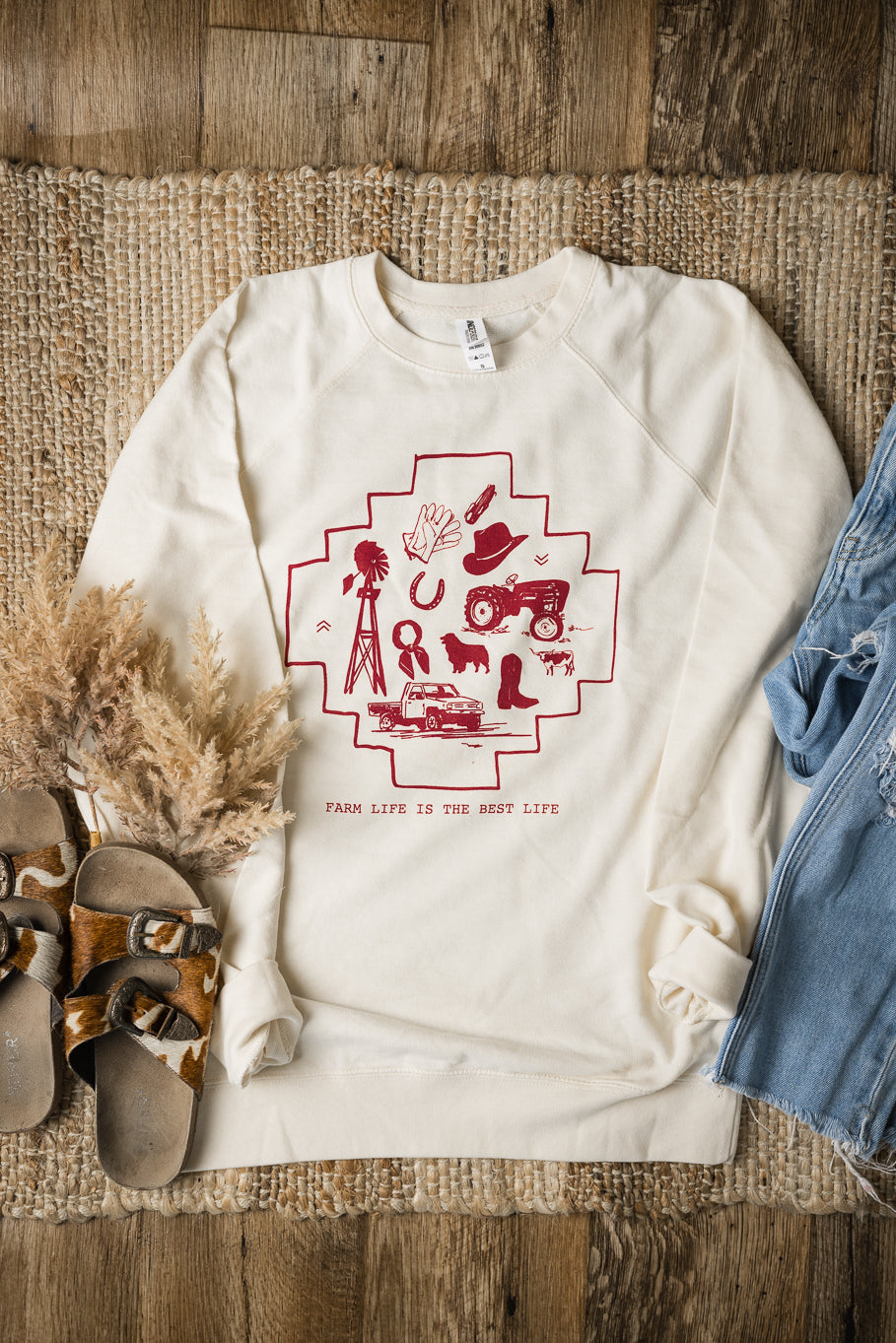 Farm Life Is The Best Life Graphic Terry Crewneck | Sizes S - 3XL