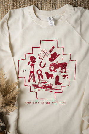 Farm Life Is The Best Life Graphic Terry Crewneck | Sizes S - 3XL