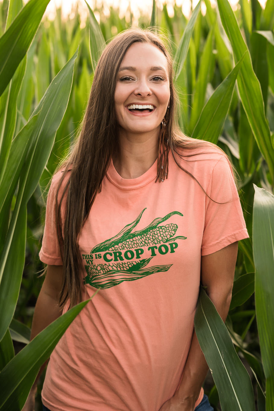 This is My Crop Top Graphic Tee in Coral | Sizes Adult S - 3XL - Rosebud's Tees