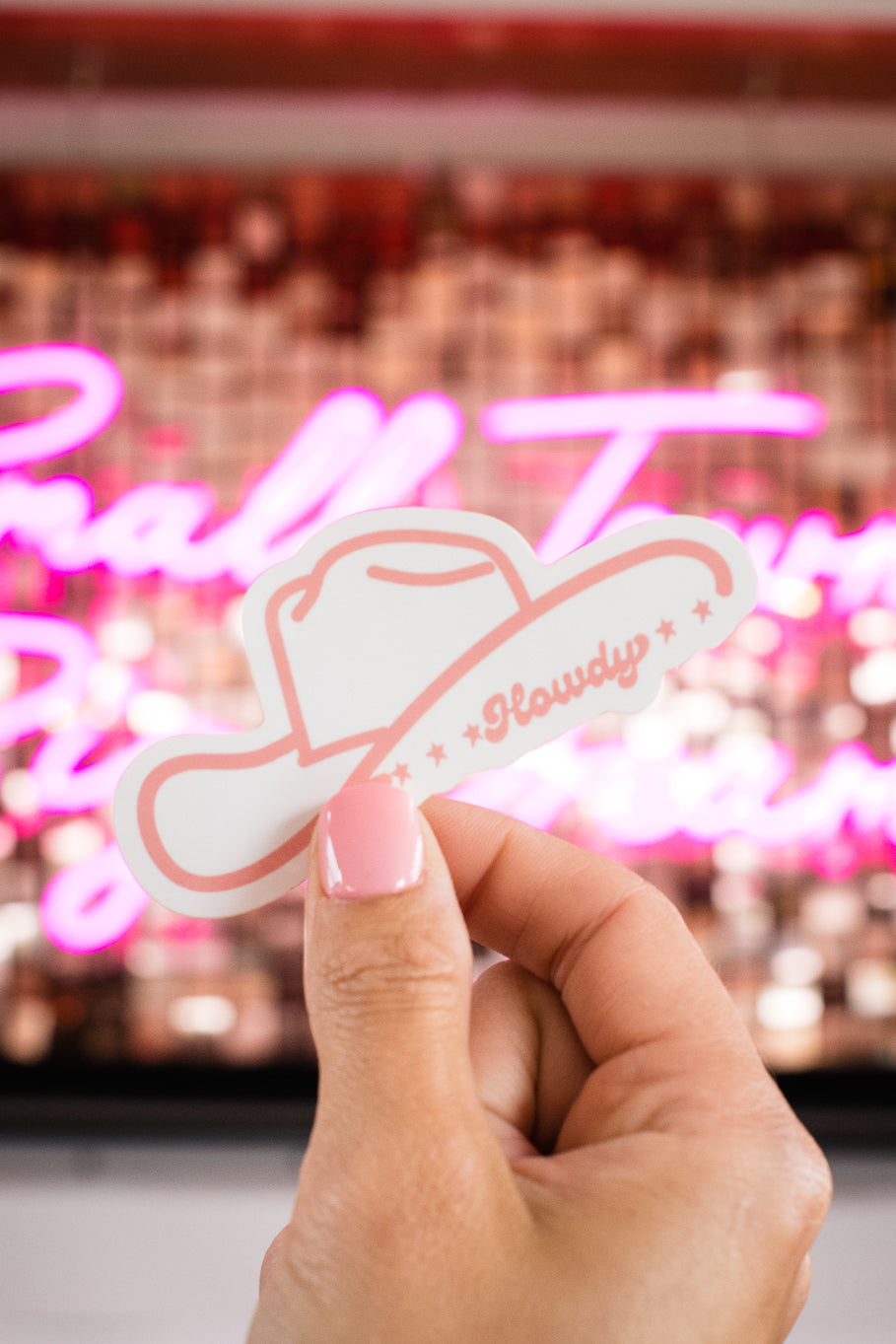 Howdy Hat Sticker in Pink - Rosebud's Tees