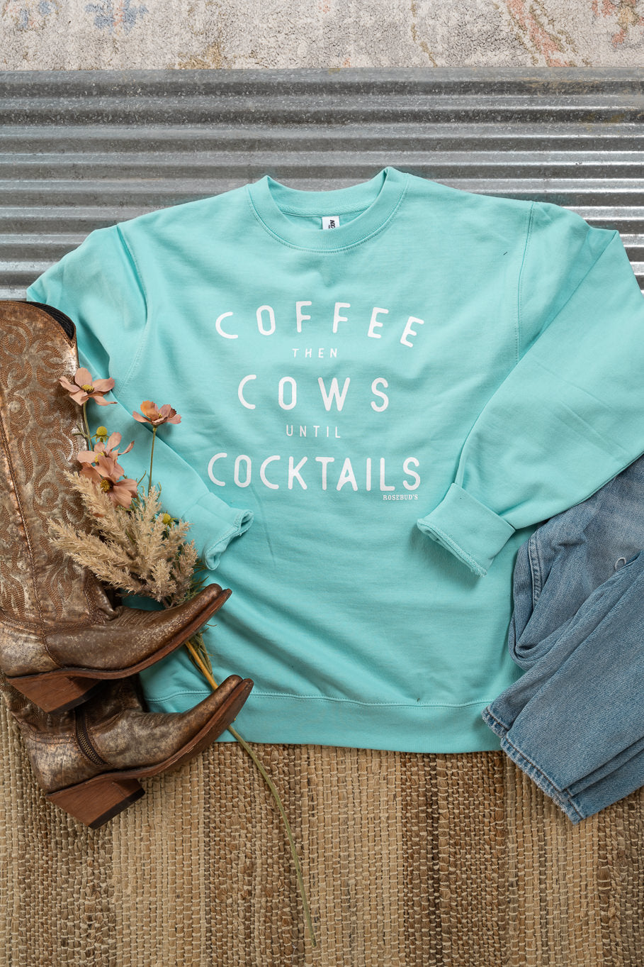 "Coffee then Cows until Cocktails" Crewneck | Sizes S - 3XL