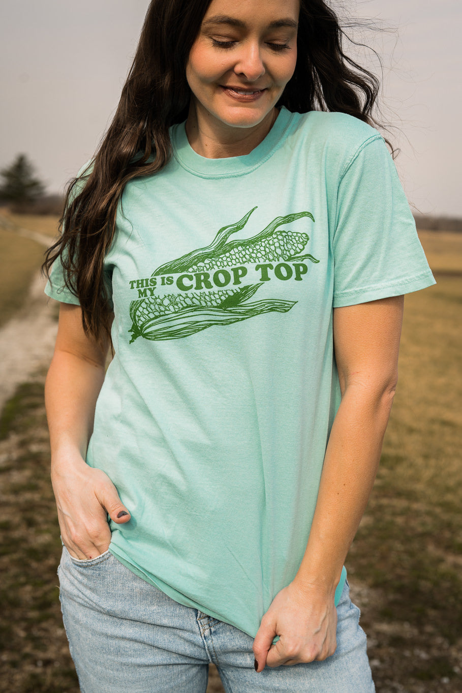This is My Crop Top Graphic Tee in Chalky Mint | Sizes S - 3XL