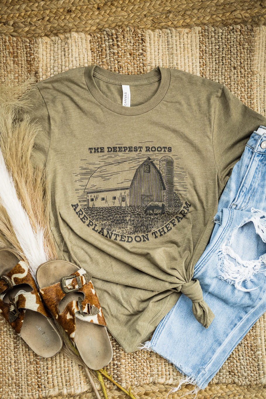 The Deepest Roots Graphic Tee in Heather Olive | Sizes S - 3XL