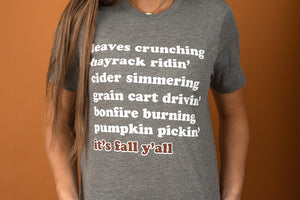 It's Fall Y'all Gray Graphic Tee | Sizes S - 3X
