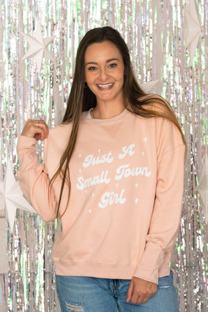 Just a Small Town Girl Pink Sweatshirt | Sizes M -2X