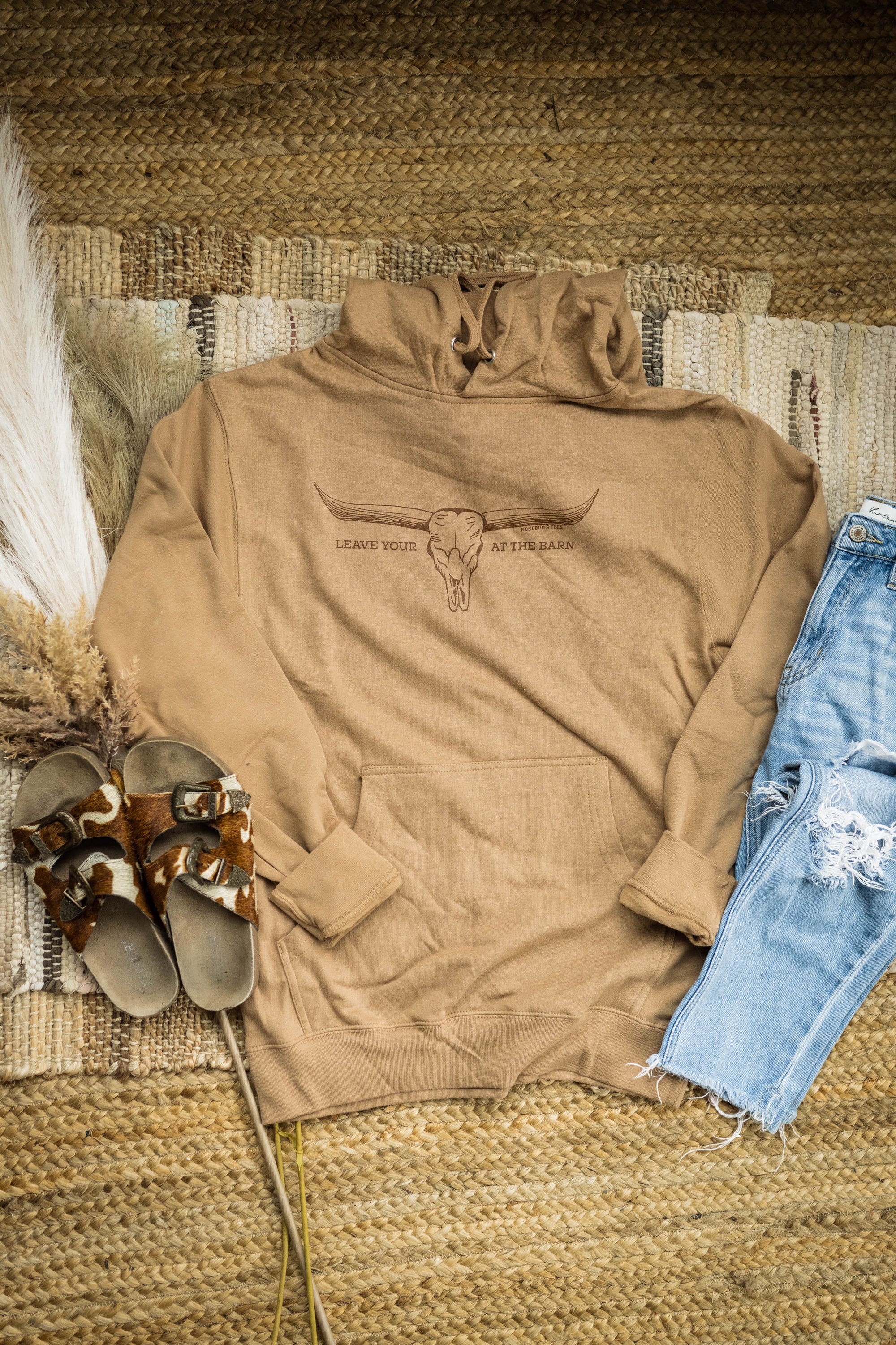 Leave Your Bull At The Barn Hoodie Sweatshirt in Sandstone | Sizes S - 3XL