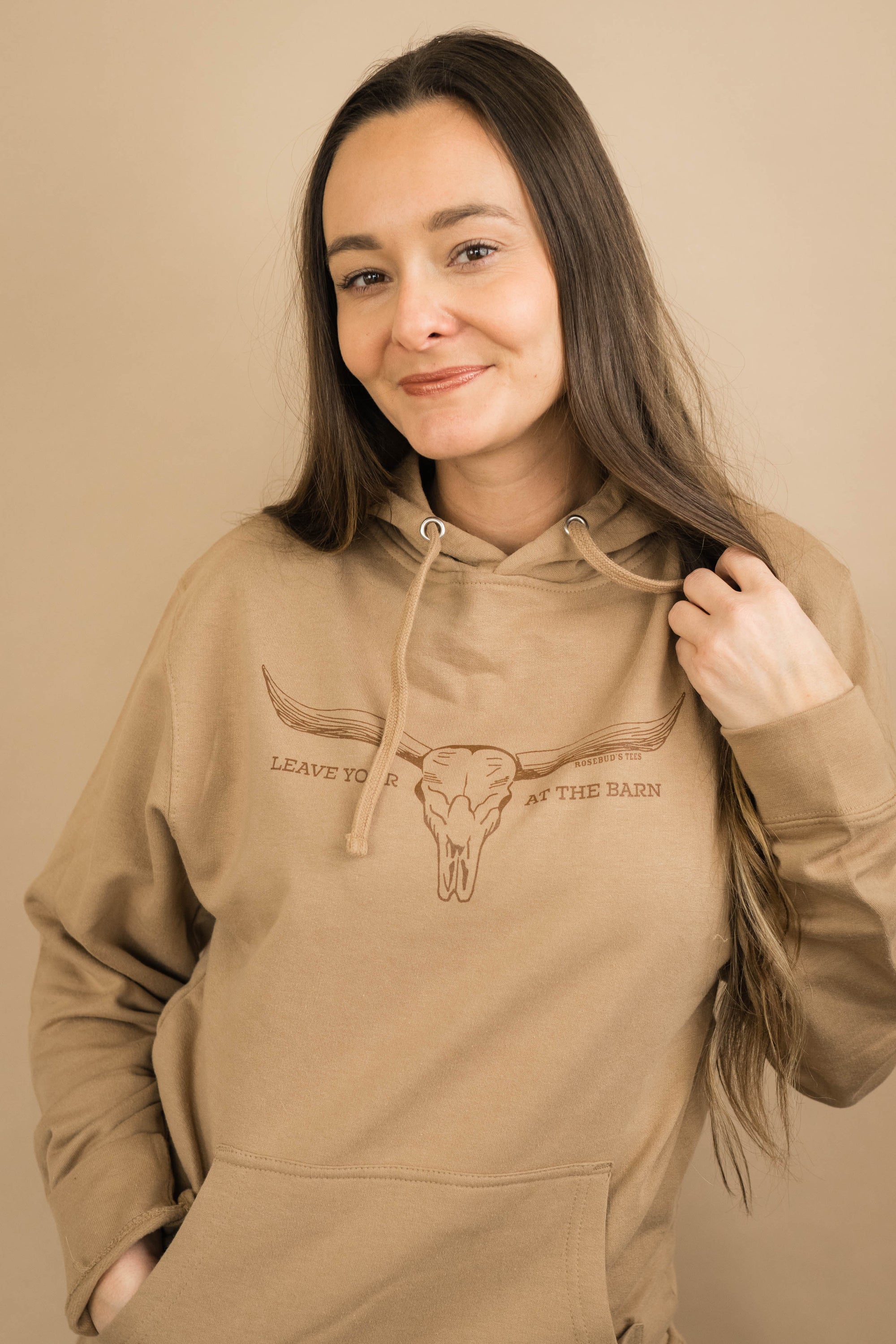Leave Your Bull At The Barn Hoodie Sweatshirt in Sandstone | Sizes S - 3XL