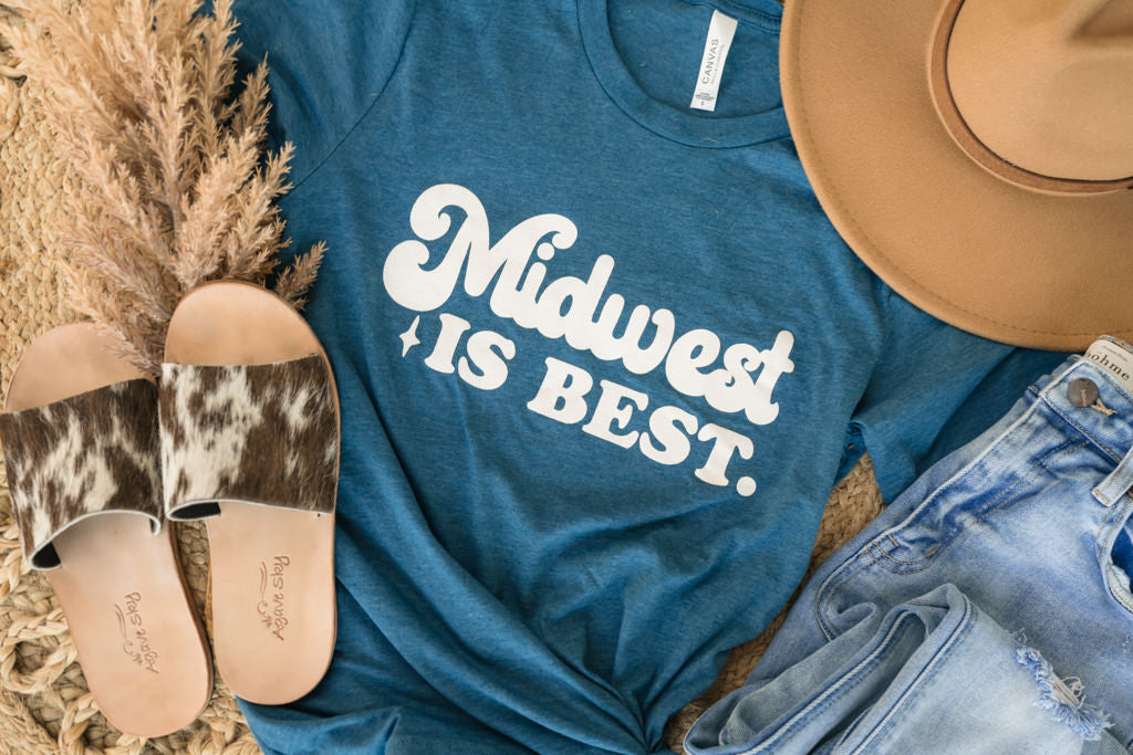 Midwest is Best Graphic Tee in Dark Teal | Sizes S-3XL